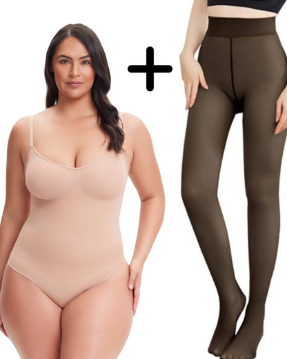 🖤 Pack Invierno: Medias Térmicas Efecto Piel + ¡1 Body Modelador de Regalo!